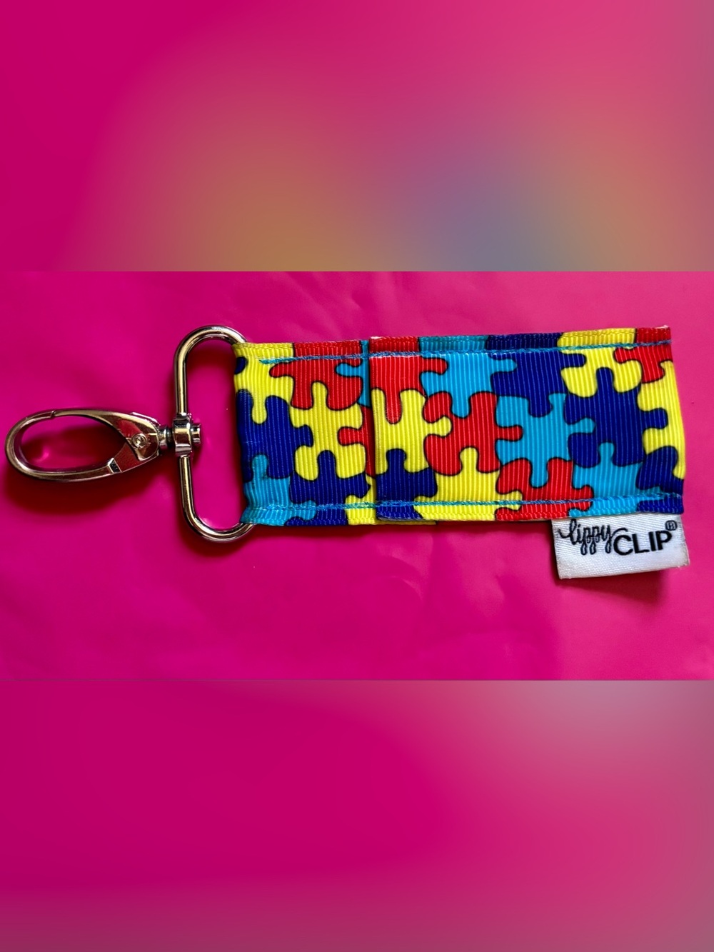 Lippy Clip Chapstick Holder Keychain—Puzzle Pieces